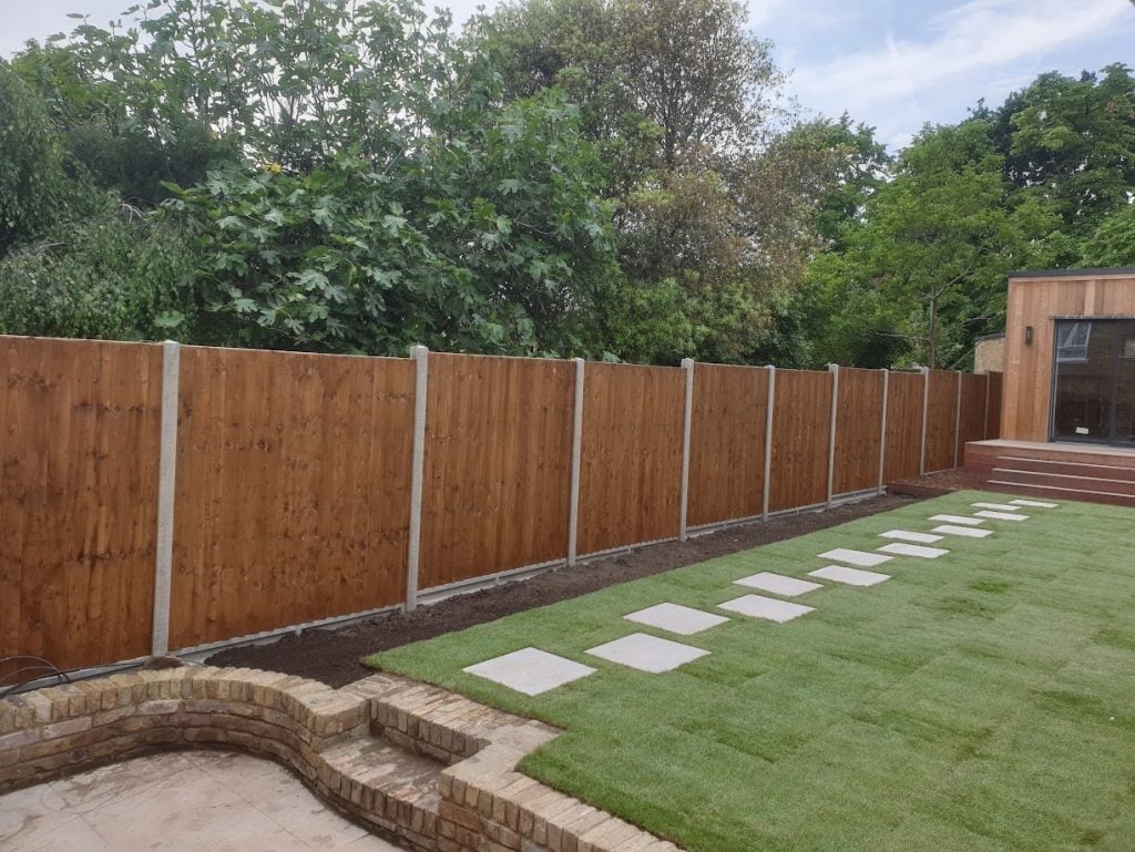 Backyard with wooden fence