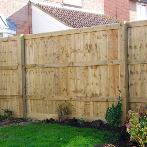 Wooden fence panels installed in a residential garden